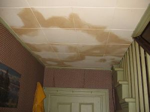 Water Damage On A Ceiling After A Rainstorm