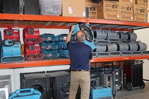 Water and Mold Removal Equipment Being Prepped For A Commercial Job